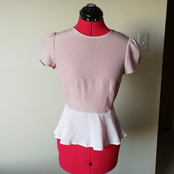 Flutter Hem Colorblock Blouse - Picture 1 of 4